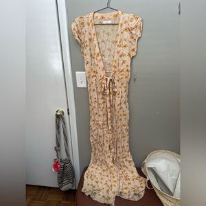 Floral Maxi Dress with Tie Waist